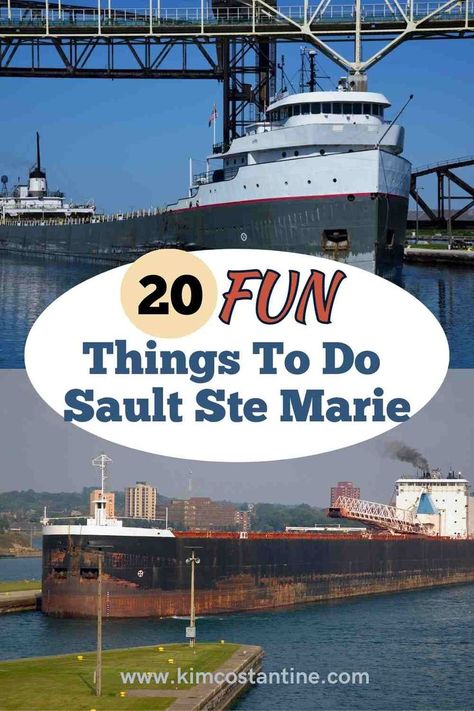 Planning a visit to Sault Ste Marie Michgan? Your first stop should be Soo Locks Michigan and experience the Soo Locks Boat Tour. There is nothing like it. To learn more about this unique place, read the blog to find out all the things to do in Sault Ste Marie Michigan. Sault Ste Marie Ontario, Sault Ste Marie Michigan, Midwest Region, Sault Ste Marie, Michigan Road Trip, Mackinaw City, Ontario Travel, Michigan Vacations, Michigan Travel