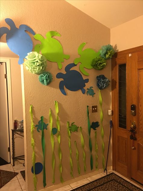 Diy Sea Turtle Party Decorations, Sea Turtle Birthday Party Ideas, Turtle Decorations Party, Sea Turtle Decorations, Sea Turtle Birthday Party Decorations, Sea Turtle Baby Shower Ideas, Sea Turtle Crafts, Turtle Themed Birthday Party, Turtle Party Decorations