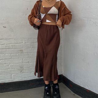 Harajuku Skirt, Dr Aesthetic, Preppy Mode, Brown Outfits, Egirl Fashion, Inspo Fits, Skirt Streetwear, Tulle Long Skirt, Oreo Recipes