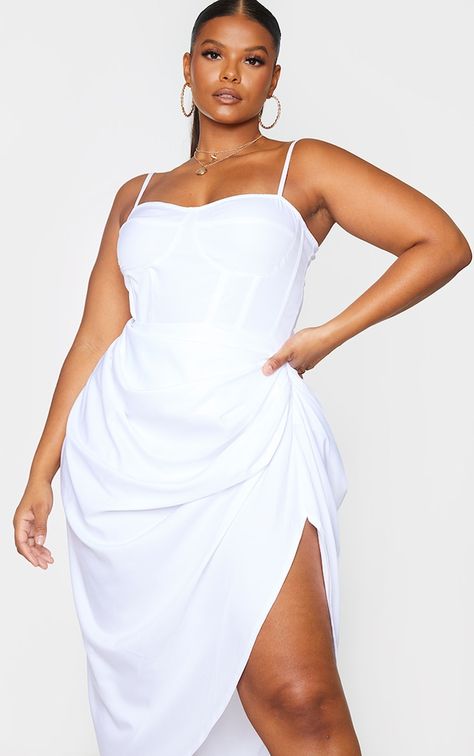 Plus Size Corset Dress, Long Sleeve Corset Top, White Strappy Heels, Plus Size Crop Tops, White Bustier, Plus Zise, White Mini Skirts, Plus Size Corset, Dress Shirt Sleeves