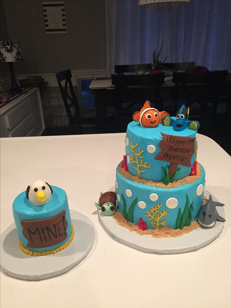 Nemo Smash Cake First Birthdays, First Birthday Nemo Theme, Finding Nemo 1st Birthday Boy, Finding Nemo Smash Cake, Nemo Smash Cake, Finding Nemo First Birthday, Birthday Deserts, Nemo Birthday Cake, Finding Nemo Birthday Cake