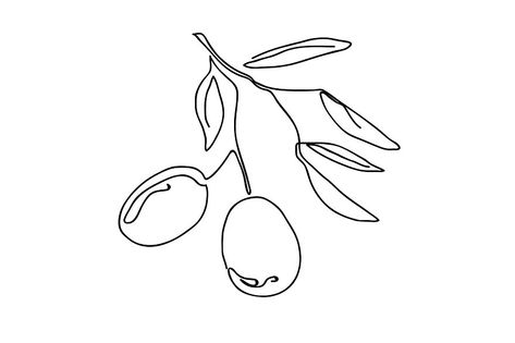 Single continuous line drawing of organic olive fruit brunch. Modern one line draw design graphic vector illustration. Olive Line Drawing, Single Line Illustration, Olive Doodle, Olives Drawing, Olive Drawing, Olive Illustration, Olive Graphic, Greece Tattoo, Olive Tattoo