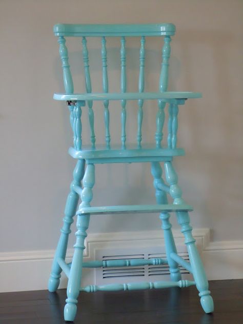 Painted High Chairs, Tree Lined Street, Wooden High Chairs, High Chairs, Baby High Chair, Cool Chairs, Wooden Chair, Baby Decor, Diy Arts And Crafts