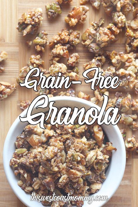 Grain-Free Granola Recipe | This West Coast Mommy Grain Free Granola Recipe, Paleo Granola Recipe, Flax Seed Benefits, Granola Recipe Healthy, Paleo Granola, Keto Granola, Grain Free Granola, Granola Recipe, Flax Seeds