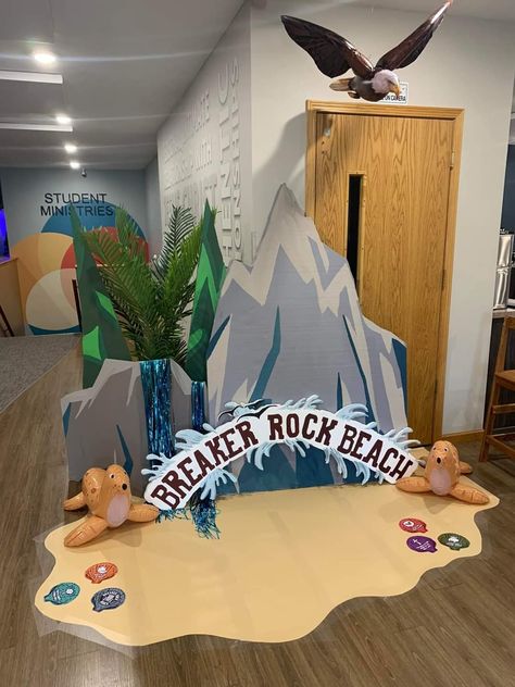 Breaker Rock Beach Vbs 2024 Decorations, Pirate Vbs, Breaker Rock Beach Vbs, Breaker Rock Beach, Kids Church Rooms, Vbs Themes, Rock Beach, Vbs 2024, Luau Theme