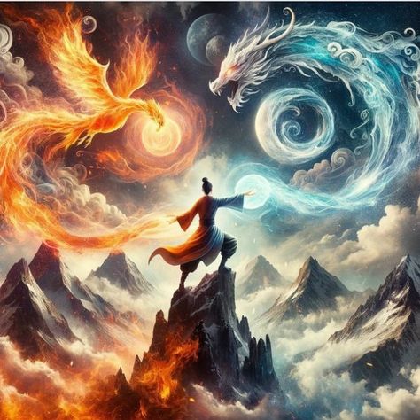 Fire And Ice Dragons, Phoenix Animal, Generative Kunst, Phoenix Dragon, Canvas Art Decor, Spirit Animal Art, Jesus Christ Artwork, Phoenix Art, Esoteric Art