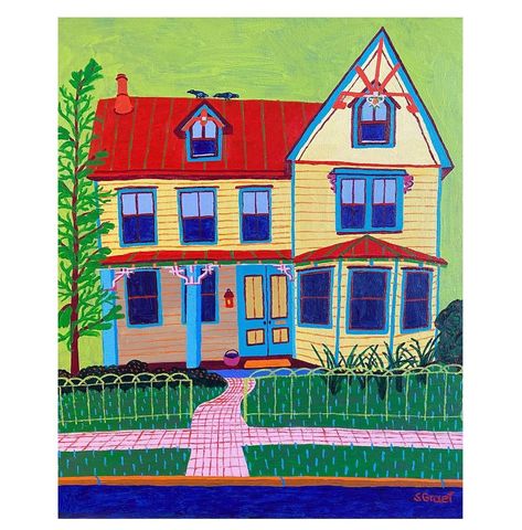 Sue Graef on Instagram: “Haddonfield House 24x20” #artwork #artworks #artgallerys #contemporary #american #architecture #haddonfield #newjersey #colonialhouse…” Architecture Painting, House Illustration, House Portraits, Expressionism Painting, House Paint, Painting Edges, Cute Wallpaper Backgrounds, Unframed Art, Canvas Art Painting