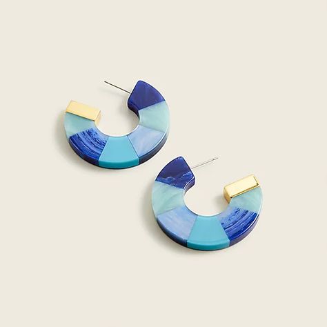 J.Crew: Made-in-Italy Mixed Acetate Hoop Earrings For Women Hair Back, Retro Blue, Jewelry Case, Hair Products, Women's Earrings, Jewelry Box, J Crew, Jewelry Accessories, In Italy