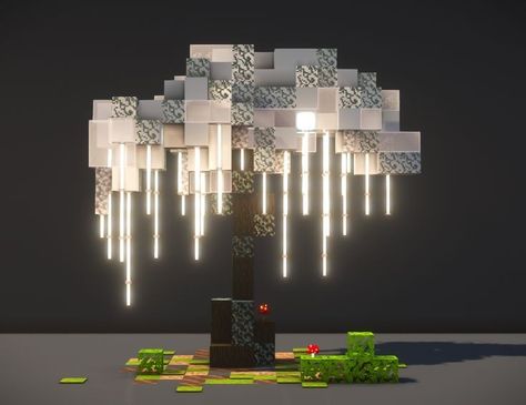 Minecraft Ice Sculpture, Minecraft Crystal Tree, Minecraft Sun And Moon Build, White Castle Minecraft, Minecraft Candle Ideas, Minecraft Monster Build, Minecraft Magic Forest, Minecraft Pillar Designs, Minecraft Crystal