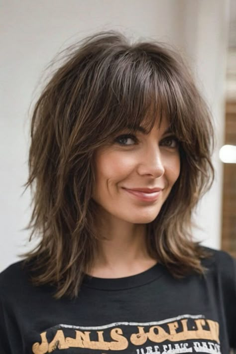 Top 19 Low-Maintenance Medium-Length Haircuts That Everyone Is Talking About Medium Short Layered Haircuts Shoulder Length, Medium Shag Hairstyles, Layered Shag, Medium Shaggy Hairstyles, Layered Haircuts Shoulder Length, Medium Length Wavy Hair, Medium Shag Haircuts, Layered Haircuts With Bangs, Bob Cuts