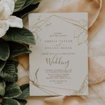 Gilded Floral | Cream and Gold Wedding Invitation Cream And Gold Wedding, Whimsical Arrangement, Leaves Vintage, Gold Wedding Invitation, Wedding Whimsical, Budget Wedding Invitations, Drawn Flowers, Botanical Wedding Invitations, Foil Wedding Invitations