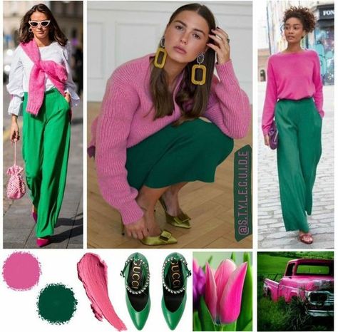 Colour Combinations Fashion, Color Combos Outfit, Color Blocking Outfits, Color Combinations For Clothes, Color Trends Fashion, Looks Street Style, Green Outfit, Green Pants, Colour Combinations