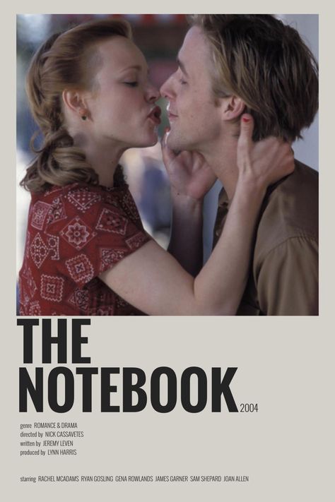 the notebook minimalist/alternative movie poster The Note Book Movie Poster, The Notebook Poster, Book Movie Poster, Movie Stickers, Posters Decor, Gena Rowlands, Iconic Movie Posters, Minimalist Posters, Film Posters Vintage