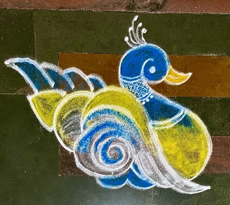 Small Peacock Rangoli, பொங்கல் கோலம், Colour Kolam, Daily Muggulu, Peacock Rangoli, Rangoli Designs Photos, Easy Rangoli Designs Diwali, Butterfly Tutorial, Big Rangoli