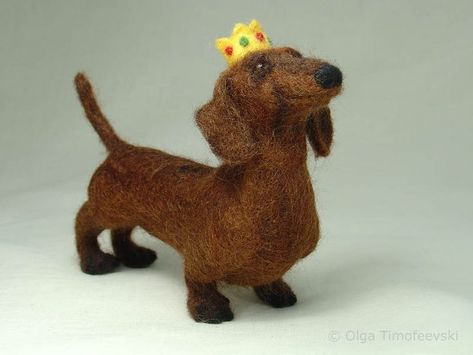 needle felted dachshund - Google Search Felted Dachshund, Dachshund Pattern, Needle Felting Diy, Needle Felted Dog, Felt Animal, Needle Felting Tutorials, Felt Dogs, Felt Mouse, Needle Felting Projects