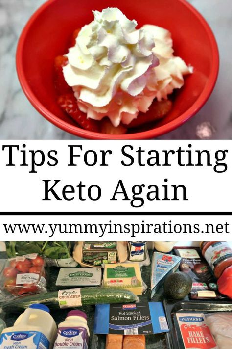 Starting Keto Again – How to start the keto diet over again – Plan and Tips for getting back on track with the Low Carb, Ketogenic Diet Lifestyle, getting back into Ketosis and easy meal ideas. Keto Starter Meal Plan, Getting Started On Keto, Starting Low Carb Diet, Starting Keto Again, Keto Reset Diet, How To Start Keto, Ketosis How To Get Into, How To Get Into Ketosis Fast, How To Keto For Beginners