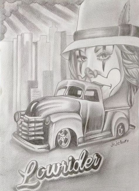 Lowrider Sketch, Chicano Style, Lowrider Art, Chicano Art Tattoos, Chicano Drawings, Chicano Art, Art Tattoos, Lowrider, Feel Inspired