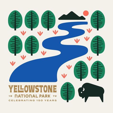 Steve Wolf on Instagram: "Did you know Yellowstone National Park celebrated its 150th birthday recently? Such a huge milestone for America’s first National Park. What’s everyone’s favorite spot in this epic park?" Steve Wolf, National Parks Map, Illustrator Artist, Yellowstone National, Yellowstone National Park, Yosemite National Park, National Park, Did You Know, National Parks