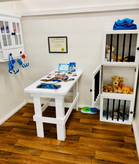 Diy Vet Clinic For Kids, Veterinarian Dramatic Play, Kids Vet Clinic, Pet Activities, February Preschool, Indoor Playground Design, Play Preschool, Gaithersburg Maryland, Play Cafe