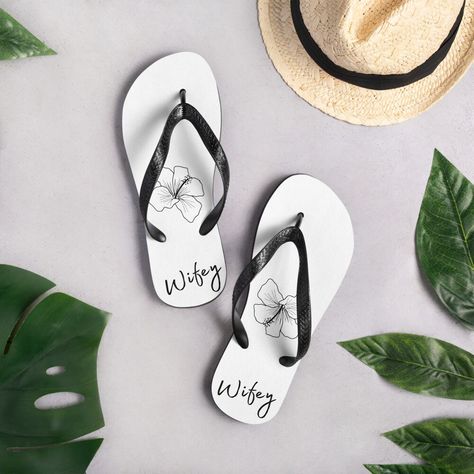 Wifey Beach Flip-Flops. Fun Wife Slippers. Summer Wedding Honeymoon Bride Gift. #wedding #wifeybeachwedding #weddingflipflops #wifeyflipflops #wifeyslippers #brideflipflops #wifeybrideslippers #wifeybeachslippers Beach Wedding Flip Flops, Comfy Flip Flops, Custom Flip Flops, Bride Slippers, Wedding Flip Flops, Colorful Slippers, Wedding Honeymoon, Honeymoon Gifts, Slippers Summer