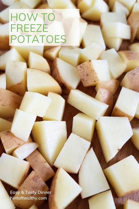 Learn how to freeze potatoes to use in future recipes. A perfect meal prep option to reduce food waste. Potatoes can be frozen whole, in cubes or in wedges - perfect to pull out and add to any meals. Includes which potatoes can be frozen, and recipes using frozen potatoes! Diy Frozen Potatoes, How To Freeze Raw Potatoes, How To Use Up Potatoes, Can You Freeze Raw Potatoes, Freezing Potatoes Cooked, Freeze Potatoes Raw, How To Freeze Fresh Potatoes, Can I Freeze Potatoes, Best Way To Freeze Potatoes