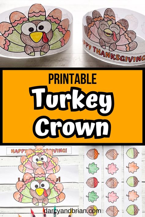 Thanksgiving Crafts Headband, Simple Thanksgiving Activities For Kids, Thanksgiving Turkey Craft Preschool, Turkey Crowns For Kids, Free Thanksgiving Crafts For Kids, Thanksgiving Crowns For Kids, Thanksgiving Crafts For Kids Printables, Pre K Thanksgiving, Turkey Activities For Kids