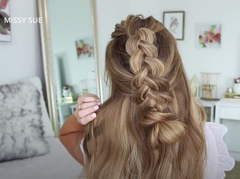 Half Up Dutch Braid, Missy Sue Hair, Dutch Braid Hairstyle, Braid Hairstyle Tutorial, Braid Crown Tutorial, Dutch Braid Tutorial, Hairstyle Video, Missy Sue, Dutch Braid Hairstyles