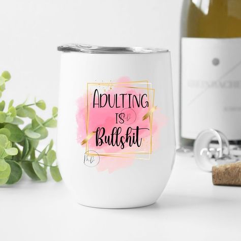 Sublimation Wine Tumbler Ideas, Wine Tumbler Ideas, Funny Wine, Tumbler Ideas, Vinyl Ideas, Wine Humor, Wine Tumbler, Craft Fair, Wine Tumblers