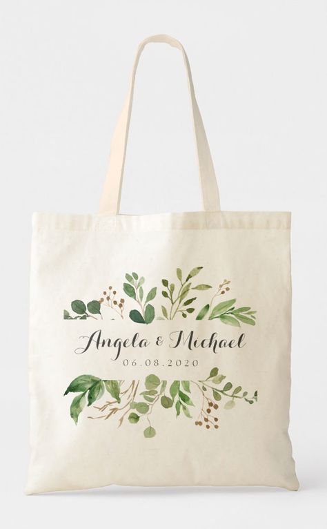 Tote Bag Wedding Souvenir, Reusable Wedding Favors, Tote Bag Template, Diy Bridesmaid Gifts, Wedding Party Gift Bags, Greenery Design, Minimalist Tote Bag, Wedding Canvas, Wedding Tote Bag