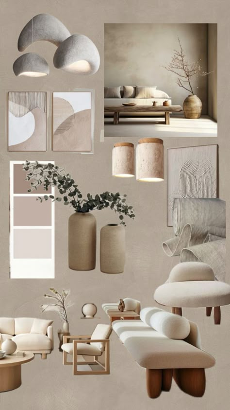 Trending Living Rooms For 2024, Minimalistic Mood Board, Wabi Sabi Moodboard, Mood Board Minimalist, Japandi Interiors Moodboard, Japandi Interior Design Living Room, Minimalist Mood Board, Salon Mood Board, Materials Board Interior Design