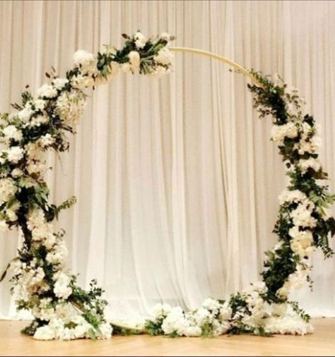 A large hoop stands 7feet tall surrounded you with florals! Sweetheart Table Backdrop, Backdrop Floral, Flowers Backdrop, Circle Arch, Wedding Backdrop Decorations, Registry Items, Wedding Stage Decorations, Trendy Flowers, Ceremony Backdrop