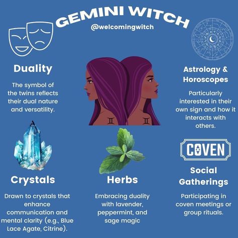 Adaptable like the wind, curious as a seeker of stars, and communicative with spells of eloquence. ♊️✨ #GeminiWitch #MagicalTraits #welcomingwitch #zodiac #horoscop #Gemini #witchlife #witchesofinstagram Gemini Herbs, Gemini Witch, Herbs Of Gemini, Gemini Rituals, New Moon Gemini, Gemini Correspondences, May Gemini Vs June Gemini, June Gemini, Zodiac Personality Traits