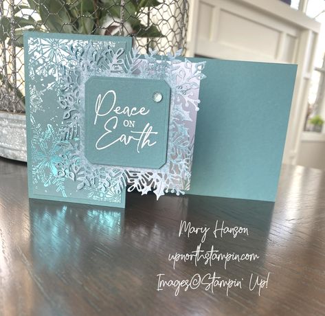 Snowflake Magic Stampin Up Cards, Christmas Classics Stampin Up Cards, Winter Meadow, Christmas Classics, Folding Cards, Fancy Fold Card Tutorials, Stamping Cards, Snowflake Cards, Christmas Classic