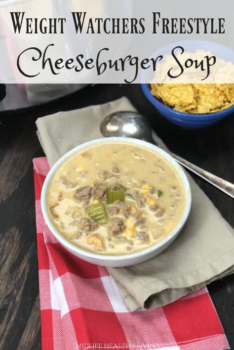 Crockpot Cheeseburger Soup, Crockpot Cheeseburger, Cheeseburger Soup Crockpot, Weight Watchers Soup, Cheeseburger Soup, Crockpot Soup Recipes, Cheese Burger, Crock Pot Soup, Healthy Crockpot