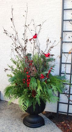 Winter Planters, Christmas Urns, Outdoor Christmas Planters, Holiday Planter, Christmas Garden Decorations, Winter Planter, Christmas Pots, Christmas Planters, Christmas Front Porch