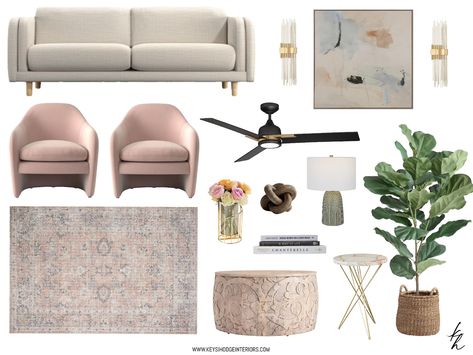 Beige and Blush living room mood board. #punkaccentchairs #shopthelook #moodboard #livingroomdesign #pinklivingroom #homedecor #homefurniture Follow my shop @KeysiHodgeInteriors on the @shop.LTK app to shop this post and get my exclusive app-only content! #liketkit #LTKhome @shop.ltk https://liketk.it/3JS9Y Blush Couch Living Room Decor, Pink Accents Living Room, Beige And Grey Living Room, Blush Living Room, Blush Pink Living Room, Living Room Mood Board, Mood Board Living Room, Room Mood Board, Interior Design Principles