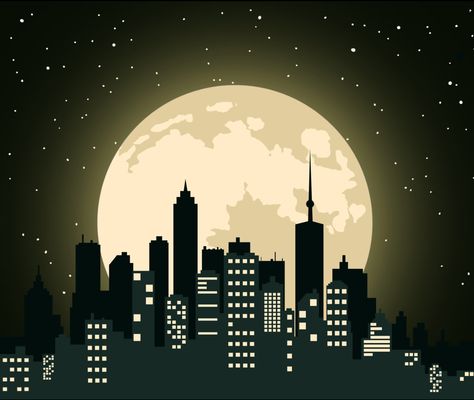 Superhero Backdrop, City Stars, Cityscape Silhouette, New York City Night, City Project, Apron Ideas, City Scapes, English Teaching Resources, Night Illustration