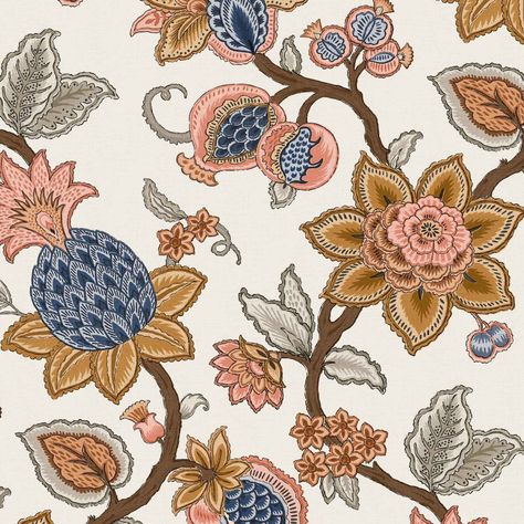 DORIS JACOBEAN - TUMERIC - Natty & Polly - Wallpaper Australia Modern Textiles Patterns, Magnolia Wallpaper, Jacobean Embroidery, Modern Folk Art, Mustard Orange, Advanced Embroidery, Chintz Fabric, Embrace It, Flower Art Images