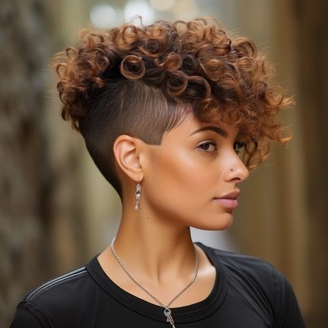 64 short hairstyles for black women to Look Chic and Stylish Female Faux Hawk, Hair Faux Hawk, Faux Hawk Women, Short Haircuts Black Hair, Curly Faux Hawk, Short Crochet Braids, Tapered Afro, Short Hairstyles For Black Women, Faux Hawk Hairstyles