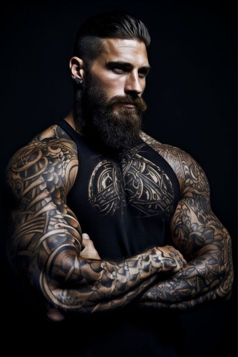 Male Art Model, Tatted Men, Character Inspiration Male, Inked Men, Hair System, Hair Replacement, Muscular Men, Hair And Beard Styles, Beard Styles