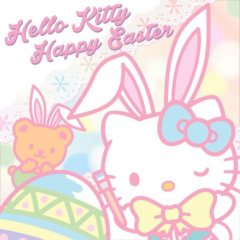 Happy Easter ^^ Hello Kitty bunny (Sanrio.com) Hello Kitty Easter, Easter Wallpapers, Easter Cats, Space Wallpaper Ipad, Kitty Wallpaper Aesthetic, Hello Kitty Beach, Hello Kitty Space, Hello Kitty Wallpapers, Black Hello Kitty