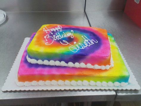 tye dye Tye Dye Cake, Airbrush Cake, Tie Dye Birthday, Sheet Cake Designs, Birthday Sheet Cakes, Rainbow Birthday Cake, Holiday Cupcakes, Cupcake Cake Designs, Cake Decorating Frosting