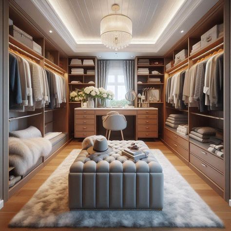 11 Walk-In Closet Design Ideas With Vanity For Your Master Suite - My Besuited Home Luxury Closet Designs Master Suite, Walk In Closet Ideas With Vanity, Closet With Vanity, Master Closet Layout, Luxury Wardrobe Design, Modern Master Suite, Small Walk In Closet Organization, Closet Design Ideas, Master Closet Design