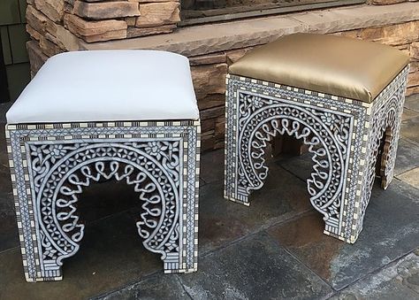 Design Of Bathroom, Moroccan Chair, Spanish Living Room, Center Table Living Room, Islamic Motifs, Patterned Furniture, Chairs Design, Interior Architecture Drawing, Patterned Chair