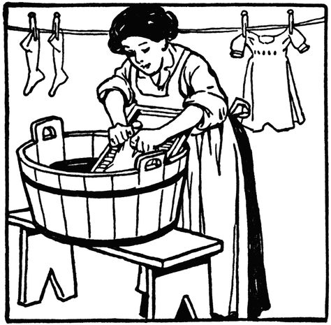 Woman Washing Clothes on Washboard Tree Drawings Pencil, Outline Images, Vintage Laundry, Washing Laundry, Clipart Black And White, Tattoos For Daughters, Drawing Clothes, Off Grid Living, Free Coloring Pages