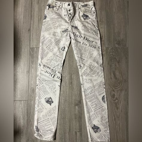 White Daniel Arsham x Dior edition newspaper jeans Newspaper Jeans, Daniel Arsham, Jeans Shop, Newspaper, Dior, Limited Edition, Closet, White, Clothes