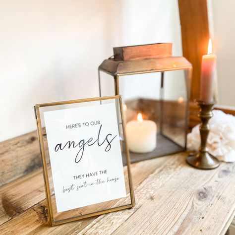 No Longer With Us Wedding, Wedding Spot For Lost Loved Ones, Angel Table Wedding, Rememberence Table At Wedding, Wedding In Memory Ideas, Wedding Sparklers Display, Wedding Memory Table, Memory Table Sign, Wedding Memory Table Sign