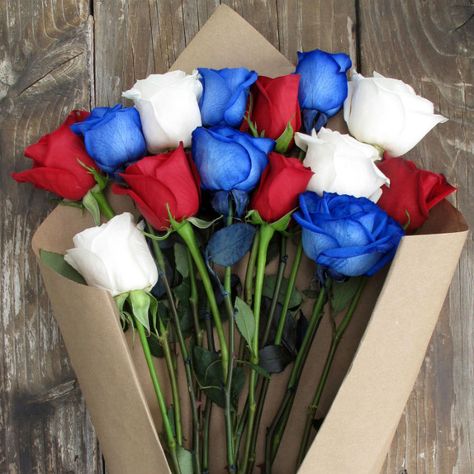 Flowers Market, Patriotic Flowers, July Flowers, White And Blue Flowers, Rainbow Painting, Order Flowers Online, Blue Bouquet, Holiday Food, Blue Roses