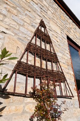 Willow Christmas Tree, Willow Sculptures, Attached Pergola, Bali Blinds, Garage Pergola, Willow Garden, Living Willow, Pergola Pictures, Victorian Parlor