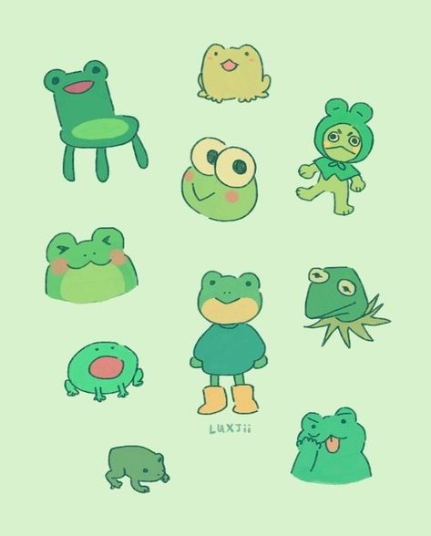 Wally Darling Flustered, Sticker Inspo, Frog Wallpaper, Frog Pictures, Frog Drawing, Simple Character, Sketchbook Inspo, Drawings Ideas, Frog Art